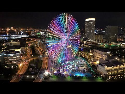 音楽に合わせて踊る大観覧車！ 夜の横浜みなとみらい観覧車 "コスモクロック21"【♪ スターダスト - ナットキングコール】Night Dancing Observation Wheel 🎡
