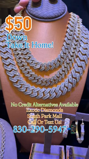 Exotic Diamonds on Instagram: "💰 TAKE IT HOME TODAY FOR JUST $50 DOWN* 🔥 SAN ANTONIO’S JEWELRY HOTSPOT 🔥 💎 EXOTIC DIAMONDS | South Park Mall | San Antonio, TX 📲 Call or Text NOW: 830-290-5947 ✅ No credit needed alternative options available. 💍 LADIES — Ready for that DREAM ring? 💎 1 CARAT to 10 CARATS — We carry it ALL. ✨ Engagement rings that STOP conversations. 💎 Wedding sets that shine from across the room. 👑 Statement diamond rings made to stand out. ⛓ MEN — It’s CHAIN season. 🔥 So