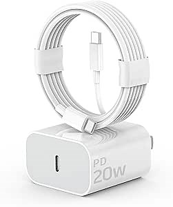 iPhone 16/15 USB-C Fast Charger, 20W + 60W 10FT Cable for iPhone 16/15/Plus/Pro/Max, iPad Pro 12.9/11, Mini 6, Air4