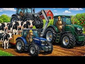 Dairy Farm Care: Feeding Cows & Transporting Hay 🐄🚜 | Realistic Farm Life Animation