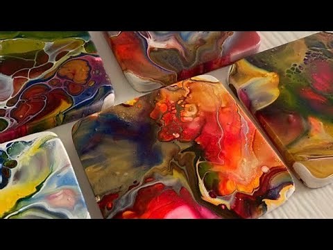 Dutch pour on wood coasters! - AWESOME RESULTS WITH JUST PAINT AND WATER - #22