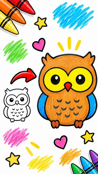 Draw and color an owl 🦉 #colourful #sketchart #drawing #art #draw #colors #sketch