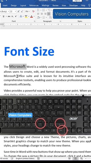 Ms Words Shortcut keys to save your time! Increase font size and decrease font size #word #msword