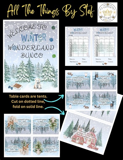 WINTER WONDERLAND Bunco Bundle. Printable Scorecards, Welcome Sign and More! PDF Downloads. - Etsy