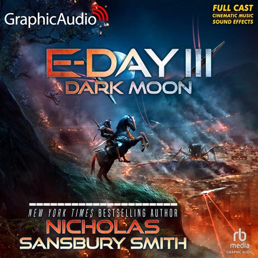 Listen to a Graphic Audio Sample from the NEW E-Day Trilogy 3: Dark Moon by Nicholas Sansbury Smith. https://loom.ly/zX6lRIE. At Neptune Station, Captain Akira Hayashi and Shadow Squad have returned from a deadly journey into enemy territory where they learn the machines are building an army at an astonishing rate. After continued attempts to contact the Lunar Defense Corps for help, Shadow Squad accepts the hard truth--the LDC isn’t coming. | GraphicAudio