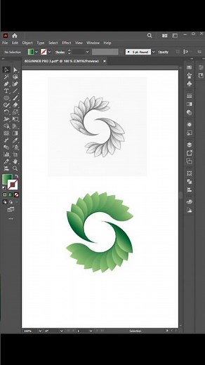 Adobe Illustrator-e Leaf Logo Design Tutorial 🌿 S Logo Design Graphic Design