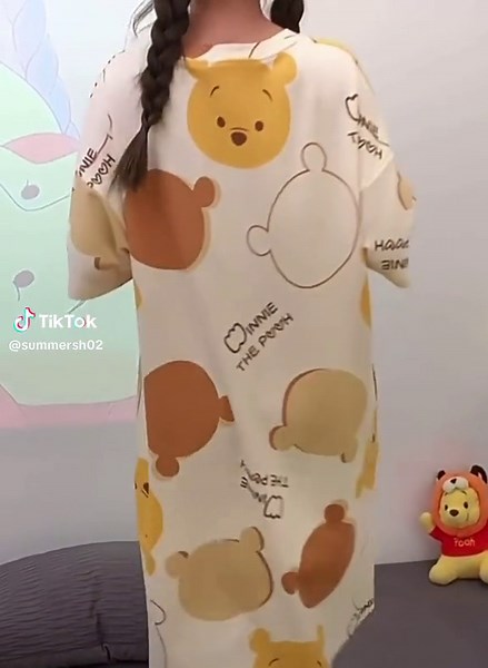 Women's short-sleeved home clothes with padded nightgown new cartoon loose