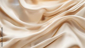 Luxurious cream silk fabric in slow motion, showcasing ripples and folds for elegant backgrounds and design projects