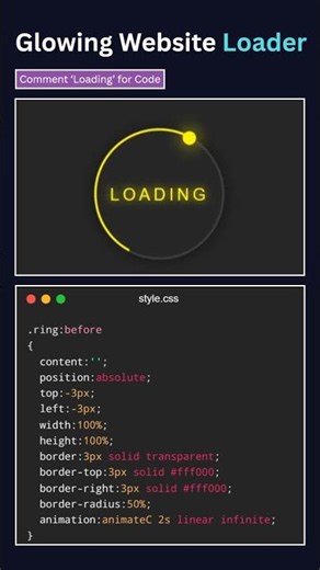 Glowing Loader Ring Animation ✨ Pure CSS Loading Effect #shorts