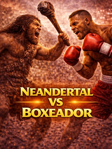 NEANDERTAL vs BOXEADOR 🗿🥊 Este contenido no busca ofender ni menospreciar a nadie. Escenario ficticio creado con inteligencia artificial. Solo entretenimiento. 🤖 Esta pelea es totalmente ficticia. Se añadieron efectos visuales para darle más impacto y dramatismo a la batalla 🥊✨ ¿Qué pasaría si un Neandertal, construido para sobrevivir en un mundo brutal 🗿, se enfrentara a un boxeador moderno, entrenado en técnica, velocidad y precisión 🥊? No representa hechos reales ni determina quién gana