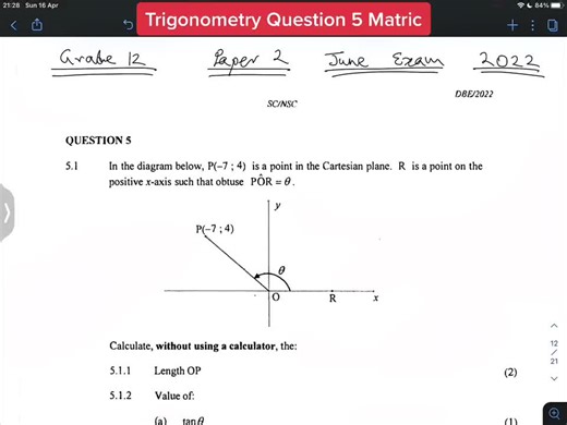 Trigonometry Question 5 Grade 12 Maths Paper 2 Exam Practice