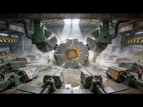 Inside a Modern Silicified Wood Factory: From Grey Fossil Logs to Crystal Stone Panels -Full Process