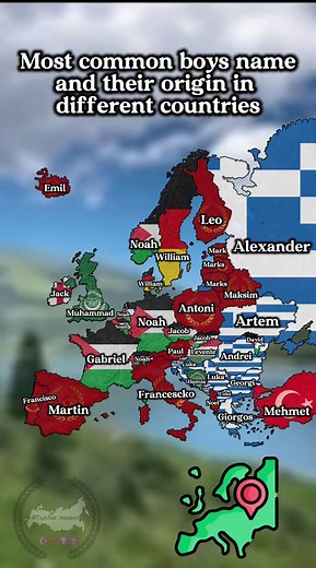 Most common boys name and their origin in different countries #Palestine #🇵🇸 #Europe #mapping #name #countries #Greece #Roma #map #Germany #Arab #fyp #rec #recomendation