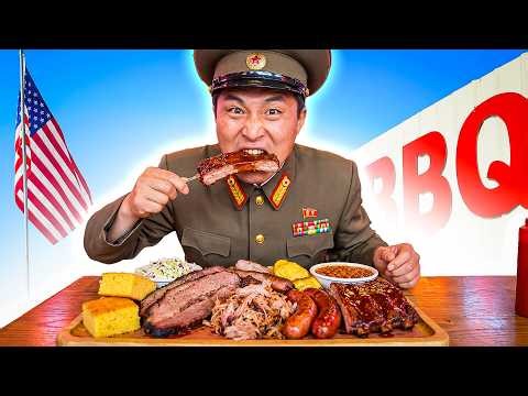 North Korean tries American BBQ for the First Time!