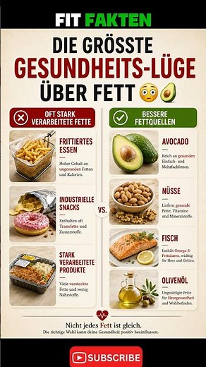 Die größte Gesundheits-Lüge über Fett 😳🥑 | Gute vs Schlechte Fettquellen erklärt #fitfakten