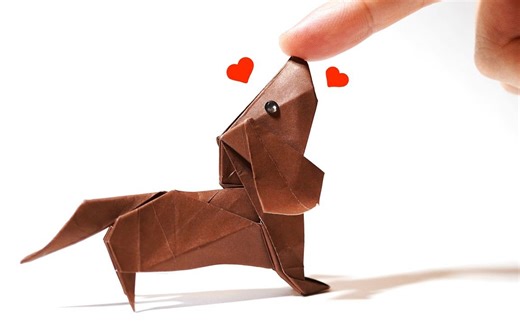 【Paper Crafts 1101】腊肠犬折纸 Origami Dog Dachshund Oригами