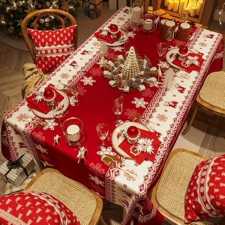 Christmas Waterproof Tablecloth Festive Waterproof Table Cloths Festive Christmas Waterproofs Tablecloths For Rectangular Tables - Walmart.ca