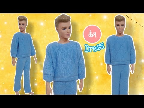 🧵 DIY Sky-Blue Tracksuit for Ken Doll | Handmade Doll Clothes Tutorial 💙👟