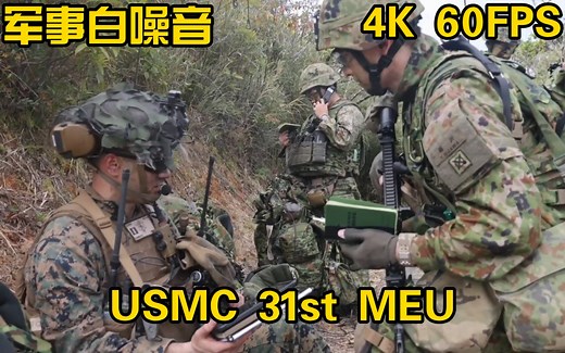 『4K军事鉴赏』USMC 31st MEU 1/4与日本陆上自卫队第1水陆机动团在冲绳汉森营参加铁拳23联合军演
