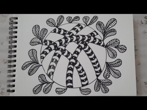 🌿 Relaxing Zentangle with Leaves & Chords 🌸 | Easy Zentangle Art Tutorial for Beginners