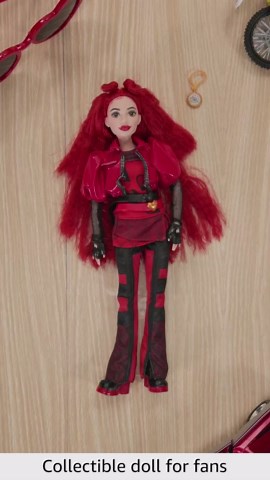 Mattel Disney Descendants: The Rise of Red Fashion Doll & Accessory – Red, Daughter of Queen of Hearts with Movie-Inspired Clothes & Pocket Watch