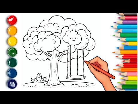 How to Draw a Tree with a Swing 🌳 | Easy Step-by-Step Drawing Tutorial for Kids