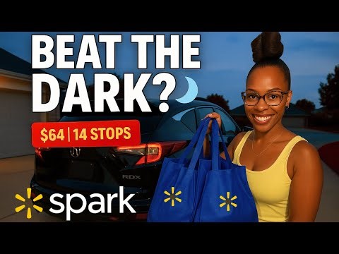 Last Minute Walmart Spark Delivery | $64 for 14 Stops Challenge at Night 🌙🚗