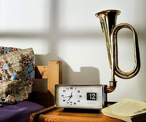 Bugle alarm clock