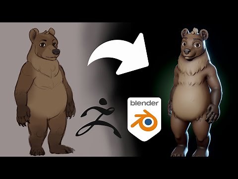 Bear - full 3D character creation process (Blender and Zbrush) (commission)