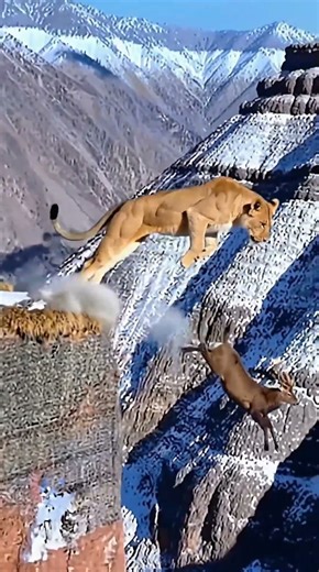 Lioness Misses Her Prey and Falls Off a Cliff | Epic Slow-Motion Wildlife Moment