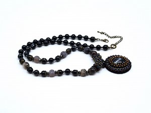 Botswana Agate and Black Agate Jewellery Set: Artisan Necklace, Bracelet & Earrings - Etsy