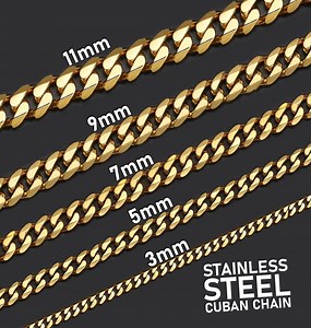 18K Gold Cuban Link Chain, Waterproof Necklace, Mens Gold Cuban Curb Chain Stainless Steel Chain Mens Jewelry, Cuban Chain for Men Gift - Etsy