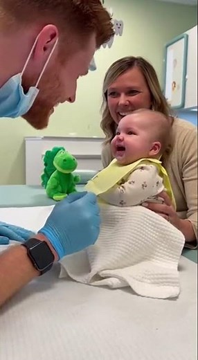 Adorable Newborn Reacts to Dentist Touch 🥺 #funny