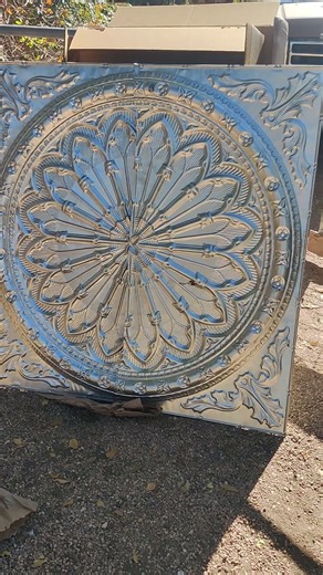 Unpacked a vintage looking tin ceiling medallion. #vintage #collectible