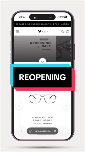 WIR SIND ZURÜCK. 🚨 vano Glasses ist wieder online. 👓 Wir verkaufen Blaulichtfilter-Brillen – stylisch, hochwertig und entwickelt für deinen digitalen Alltag. Mit unserem Fokus auf Qualität und Design gehören wir zu den starken Brands im Blaulichtfilter-Markt. Zum Re-Opening: • Bis zu 40% Rabatt⚡️ • Kaufe 2 – Zahle 1 ⚡️ Jetzt ist der perfekte Zeitpunkt, deine neue Lieblingsbrille zu sichern. 👉 vanoglasses.de #vanoglasses #blaulichtfilter #reopening #sale #eyewear