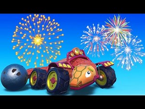 アニマ・カーズ 花火への恐怖に打ち勝つレッキングボール・トカゲ トラックや動物が登場する幼児向けアニメ