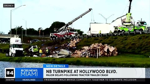 Lanes reopen on Florida’s Turnpike in Hollywood after tractor-trailer rollover