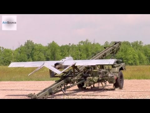 RQ-7 Shadow Reconnaissance Drone. Catapult Launch.