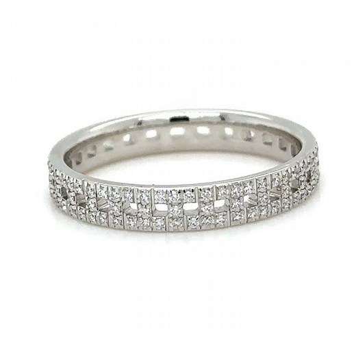 Tiffany & Co. 18ct White Gold T True Narrow Pavé Diamond Ring 0.23ct 3.73g