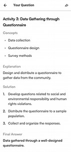 Your QuestionActivity 3: Data Gathering throughQuestionnaire... | Filo