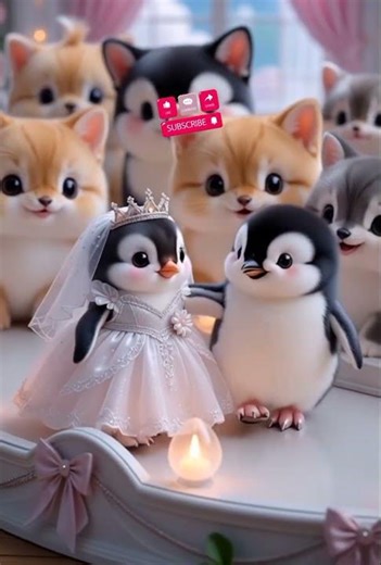 Adorable Little Penguins Magical Wedding. #cute #viral #shorts
