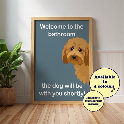 Funny Cockapoo "welcome to the Bathroom" Print, Dog Wall Art Gift, Apricot Cockapoo - Etsy UK