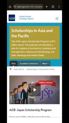 🎓 Kyoto University ADB Scholarship 2026 in Japan 🇯🇵 | Fully Funded Apply: https://www.adb.org/work-with-us/careers/japan-scholarship-program An incredible opportunity to study in one of Asia’s top universities — Kyoto University, through the ADB–Japan Scholarship Program (ADB–JSP). This prestigious scholarship supports outstanding students from developing countries to pursue higher education in Japan. 💼 Scholarship Coverage Includes: 🎓 Full Tuition Fee 💰 Monthly Allowance 🏠 Accommodation 