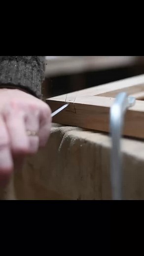 Focus on frame making series. Here, the slots are cut in the back of the frame to take the tapered wedges that hold a traditional frame's corners together. More to come. Chisels by ashley iles of course #framing #realwood #woodworking #pictureframe #tradition #traditional #hardwood #madeinengland #chisel | James Gillick Studio