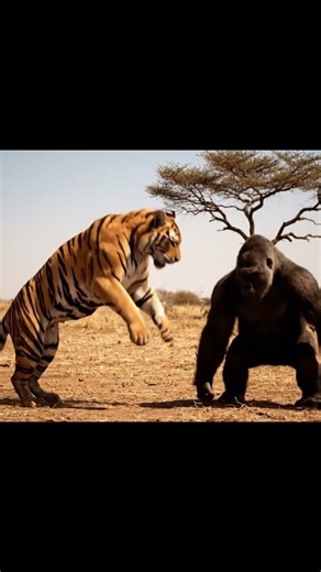 Ape vs Tiger: Shocking Battle by the River Ends in Dramatic Takedown😱 #shorts #Naturesfiercefights