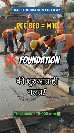 😱 Raft Foundation PCC Bed Thickness | M10 PCC 75-100mm Rule #foundation #siteexecution #sitework 🤔