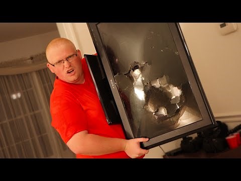 ANGRY BALD KID DESTROYS TV!