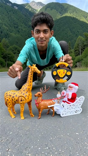 Rc Remote Wala Giraffe And Santa Claus Reindeer Gift Dise😝