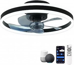 Orison Smart Ceiling Fans with Lights Compatible with Alexa and Google Assistant 20", Low Profile Ceiling Fan with Lights Remote,APP Control,6 Speed Reversible Blades for Bedroom/Living Room