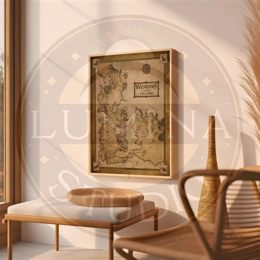 Westeros and Free Cities Map, Vintage Style Fantasy Realm (digital Download) - Etsy